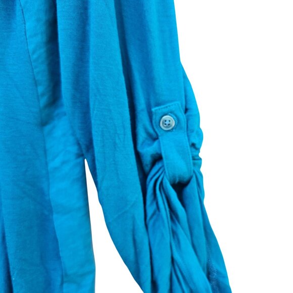 Company Ellen Tracy Sz L Enamel Blue Long Sleeve Roll Tab Blouse Lightweight NWT - Picture 9 of 14